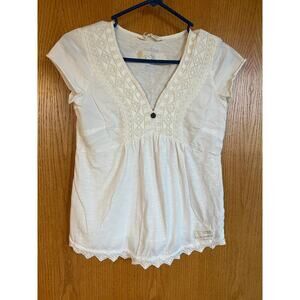 Odd Molly embroidered V-neck cap sleeve Tee, women's size O